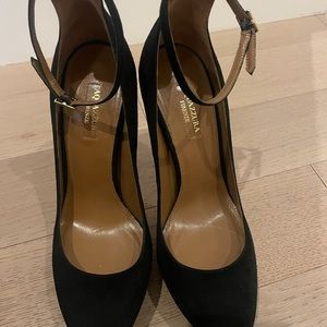 Aquazurra luxury brand black platform heels.